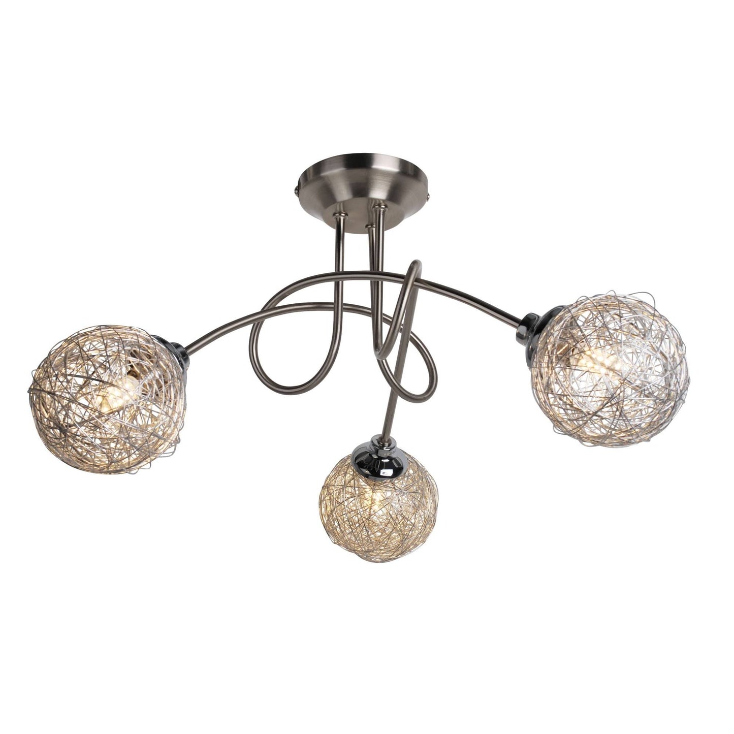 Orinoco 3 Light Chrome Semi Flush Ceiling Light