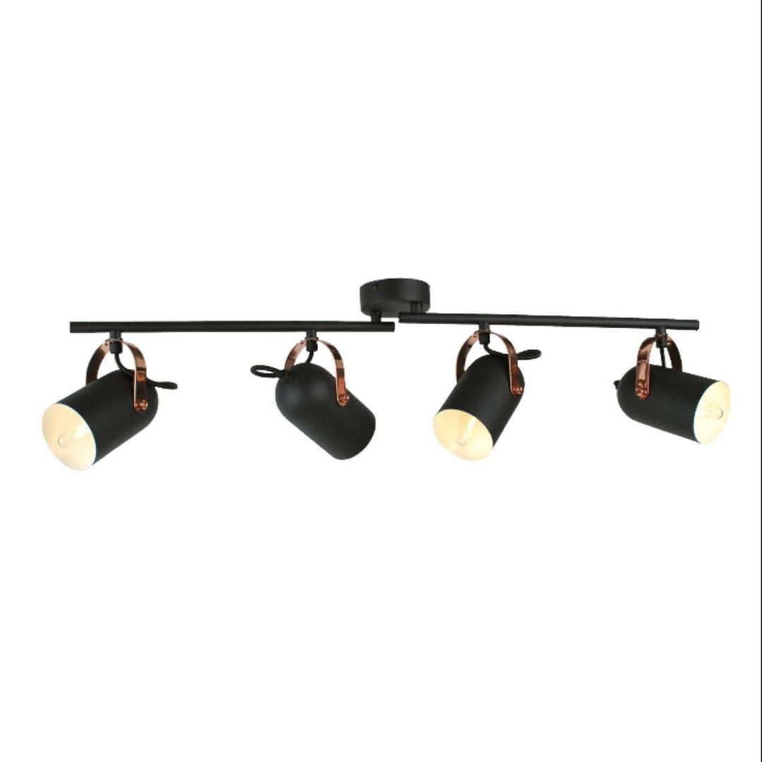 Letto Black and Copper 4 Light Ceiling Spotlight Bar