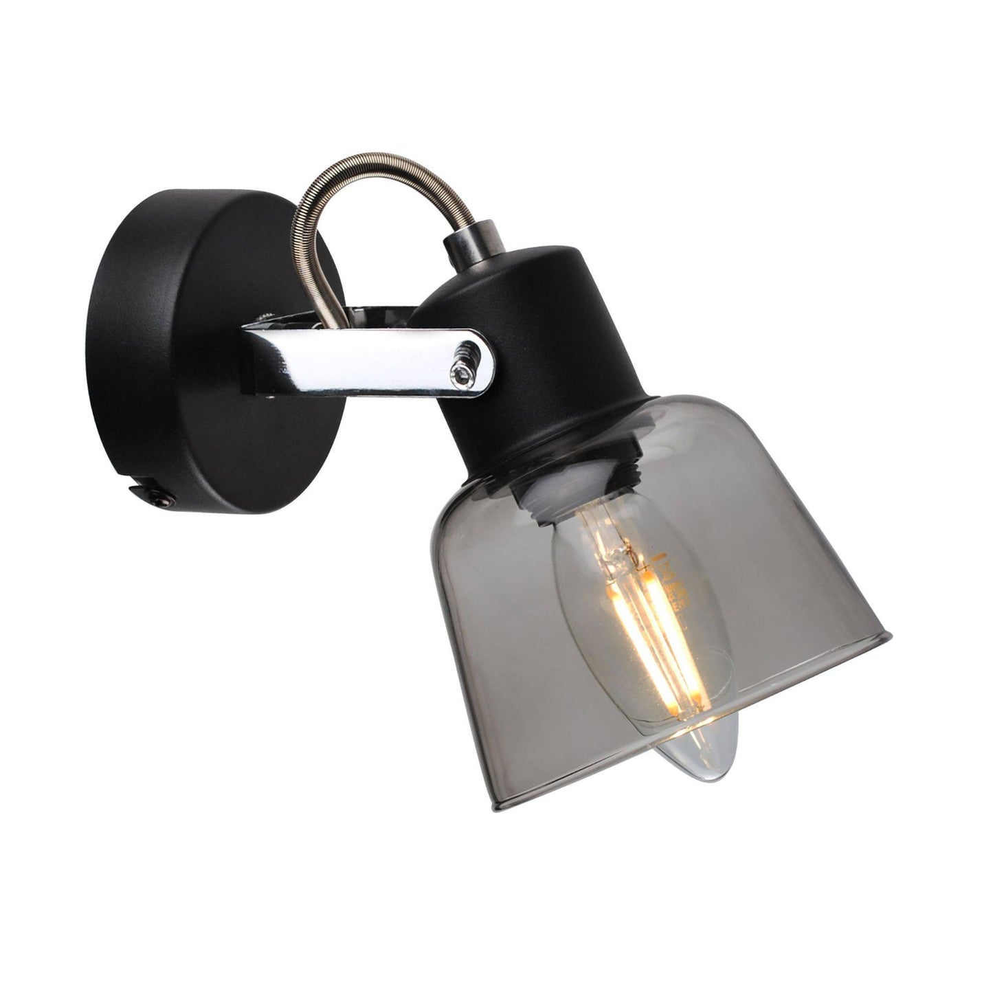 Zach Black Spotlight with Glass Shade