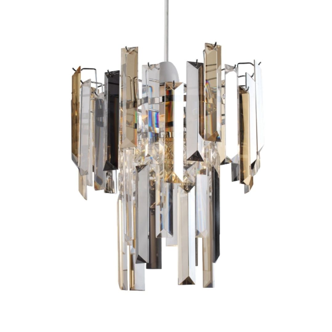 Onega Champagne and Smoked Glass Easy Fit Pendant Shade