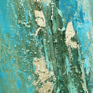 Mineral Aqua Haze Abstract Canvas with Brushed Silver Frame 100x80cm