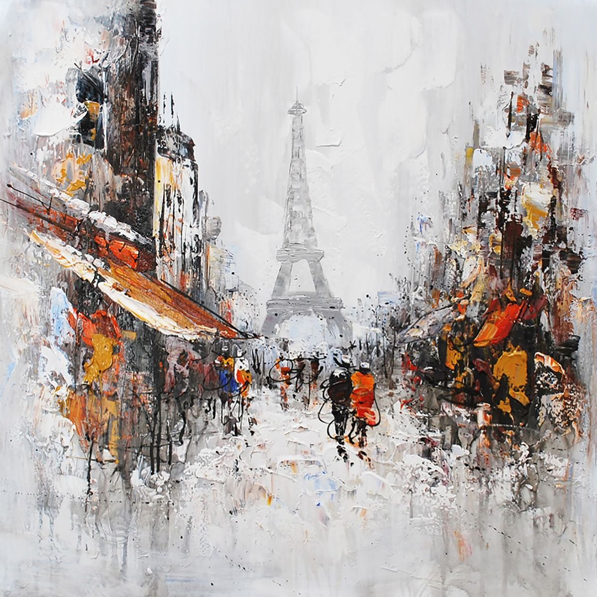 Parisian Stroll Canvas with Black Frame 80x80cm