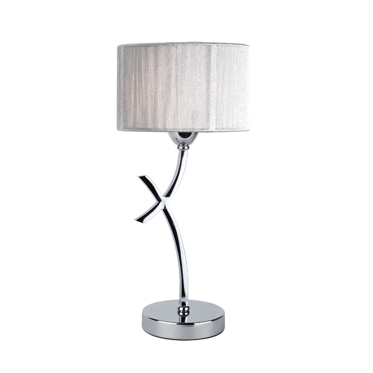 Justina 43cm Polished Chrome Table Lamp with Silver String Shade