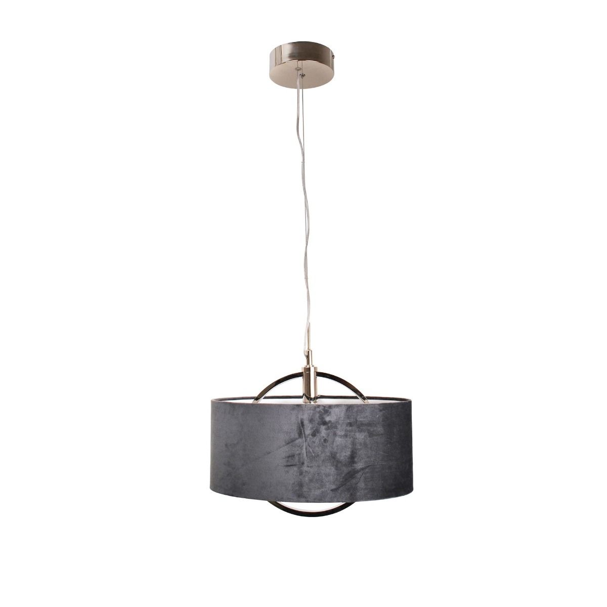 Lodato LED Warm White Polished Nickel Pendant Ceiling Light with Grey Velour Shade