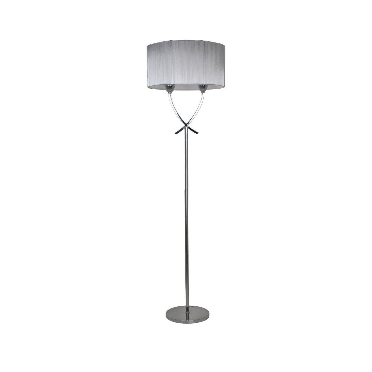 Justina 2 Light Polished Chrome Floor Lamp with Silver Thread Shade