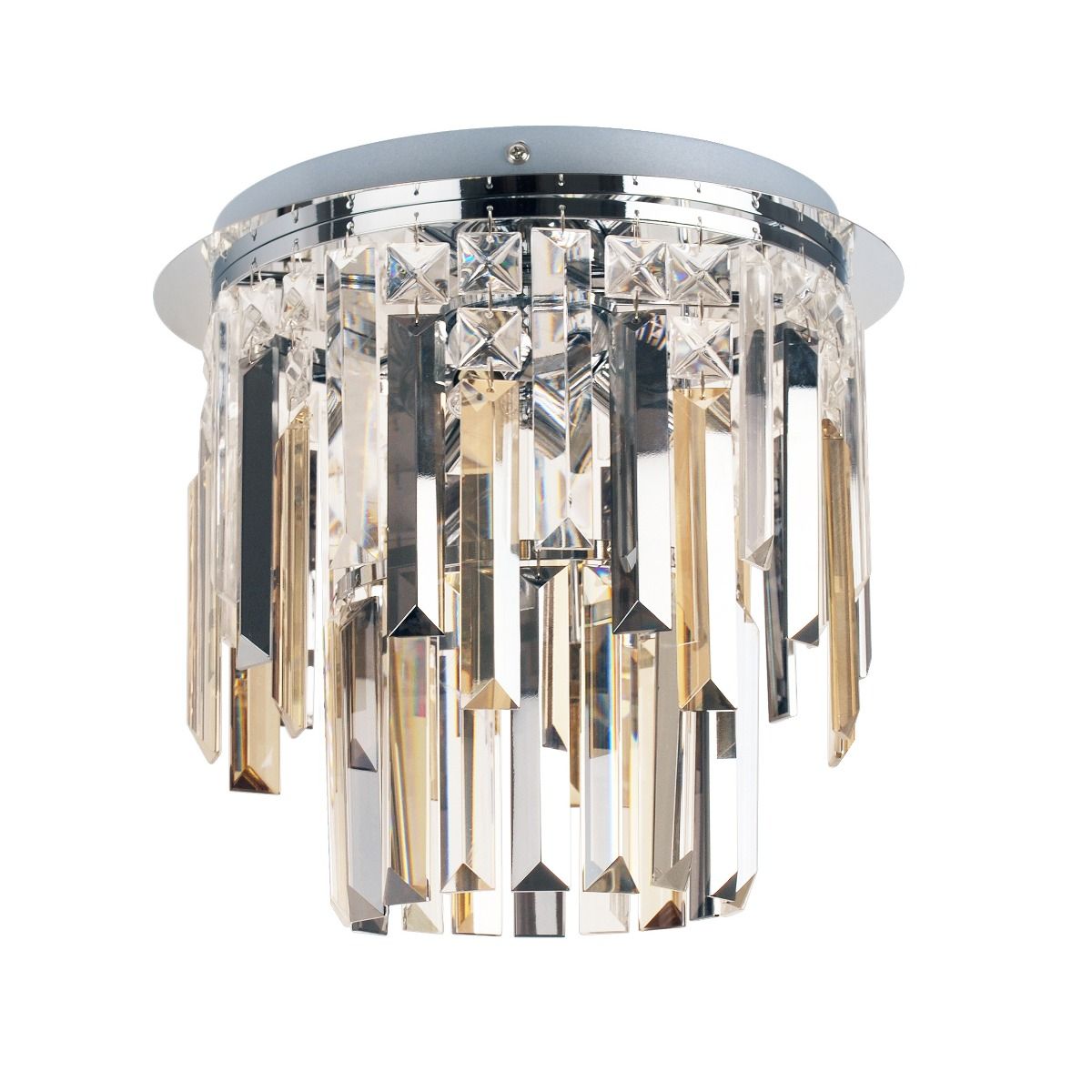 Onega 3 Light Polished Chrome & Glass Flush Ceiling Light