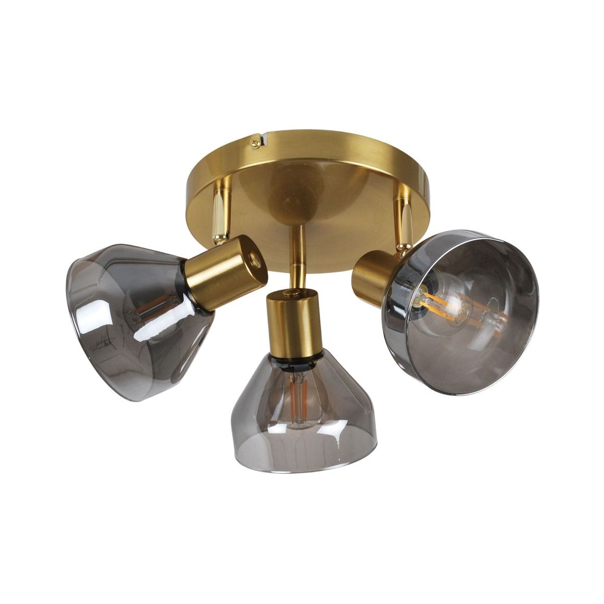 Fosco 3 Light Round Plate Spot Brushed Brass Ceiling Light