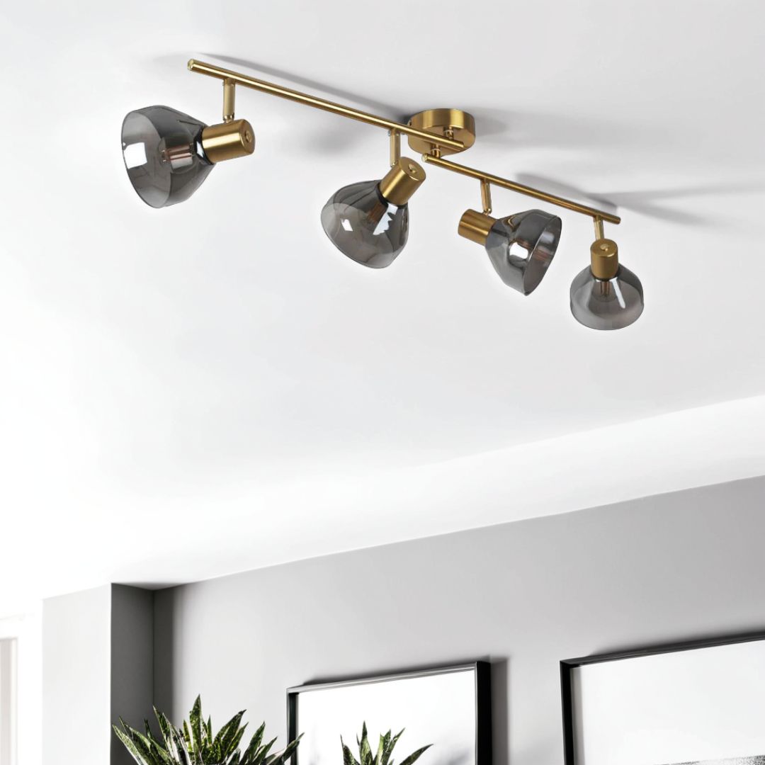 Fosco 4 Light Split Bar Brass Spot Ceiling Light
