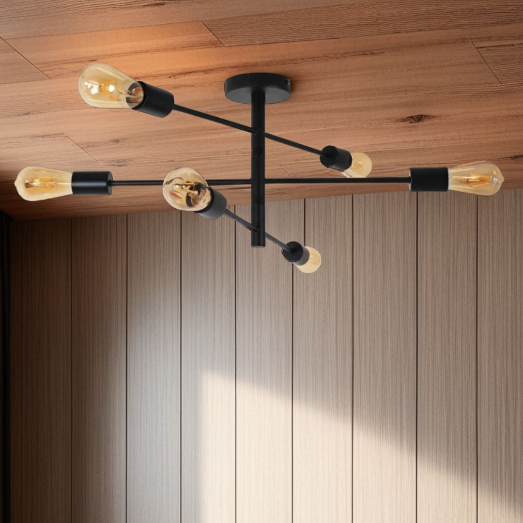 Gosto 6 Light Semi Flush Ceiling Light Black