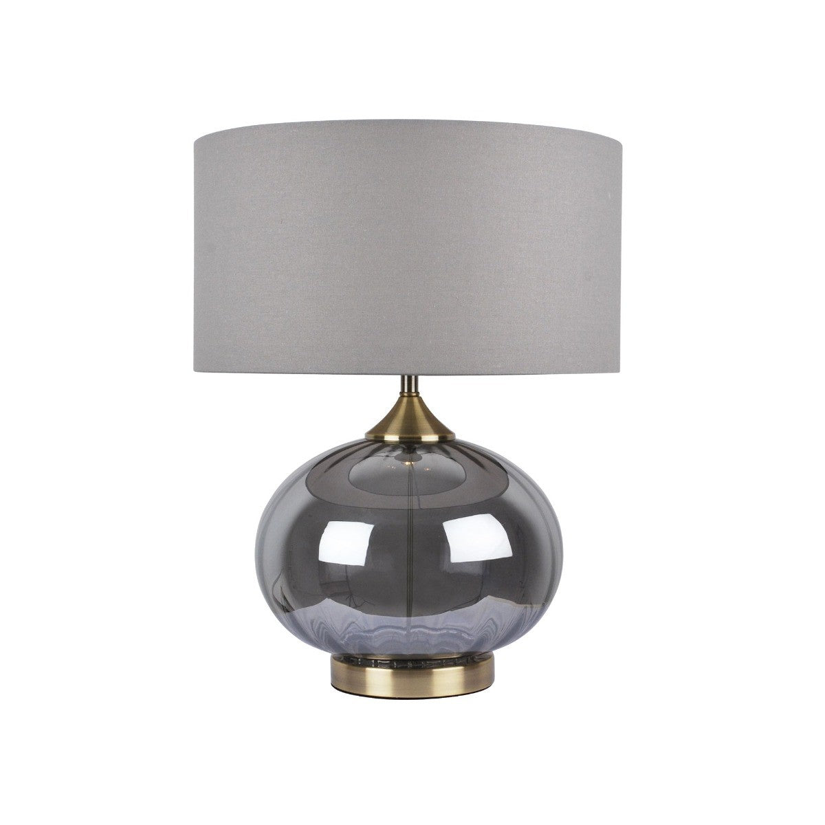 Acilia Antique Brass and Smoked Glass Table Lamp