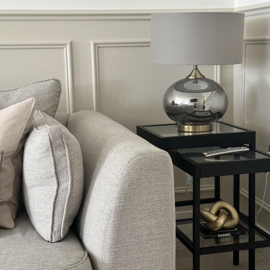 Acilia Antique Brass and Smoked Glass Table Lamp