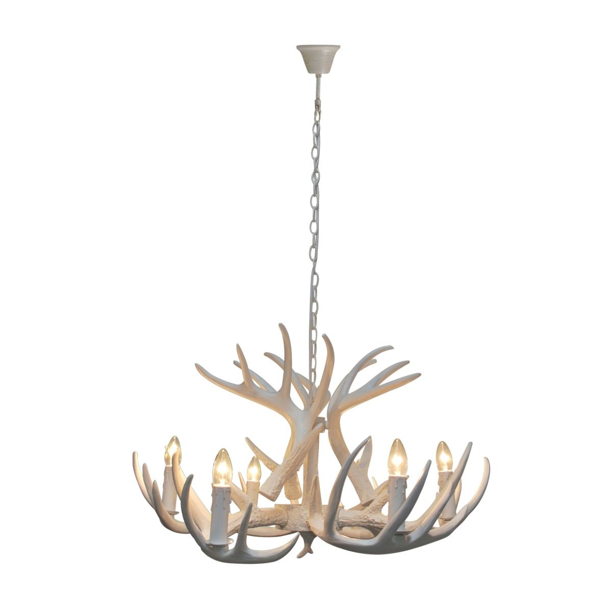 Brodick 6 Light White Antler Ceiling Pendant