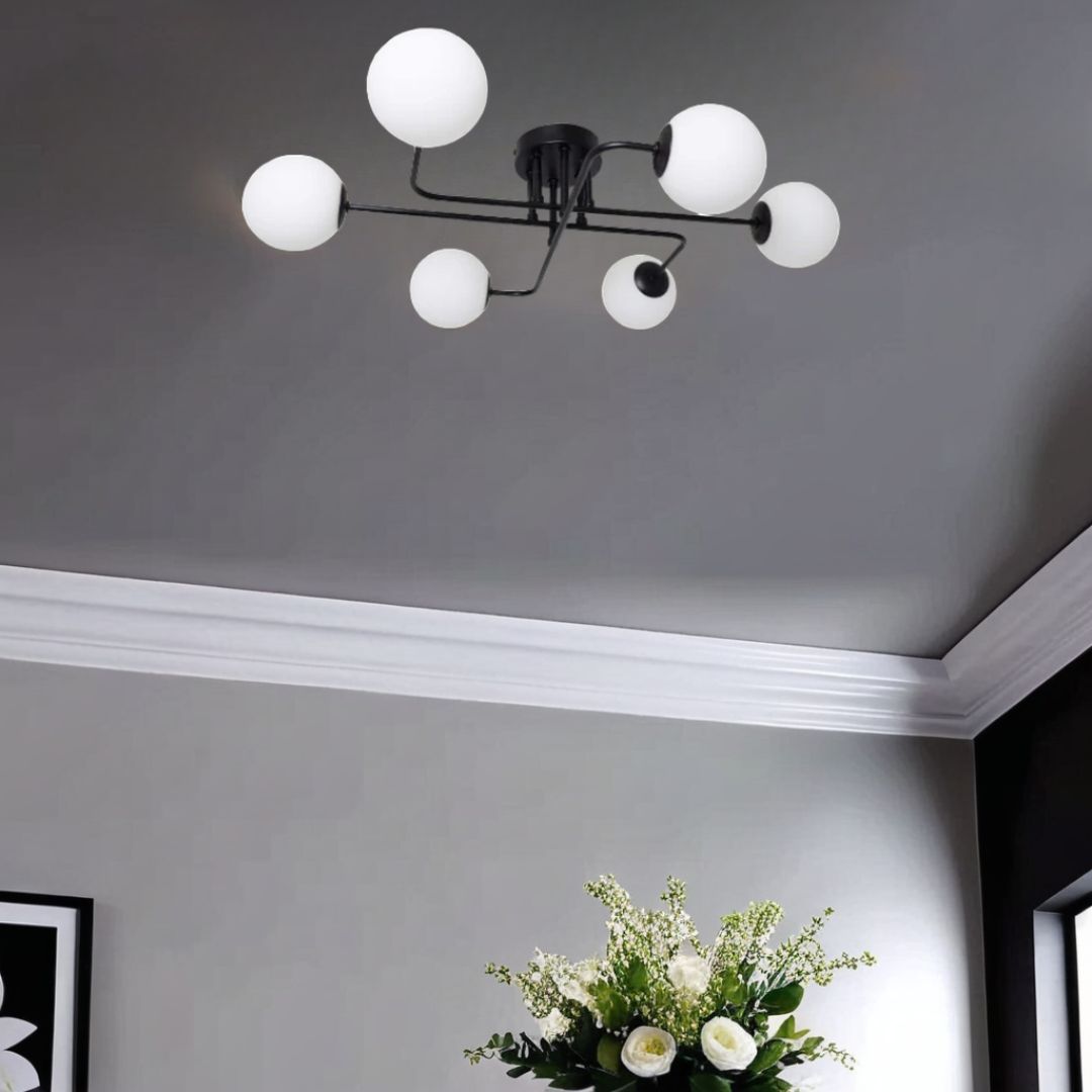 Parola 6 Light Matt Black Ceiling Light
