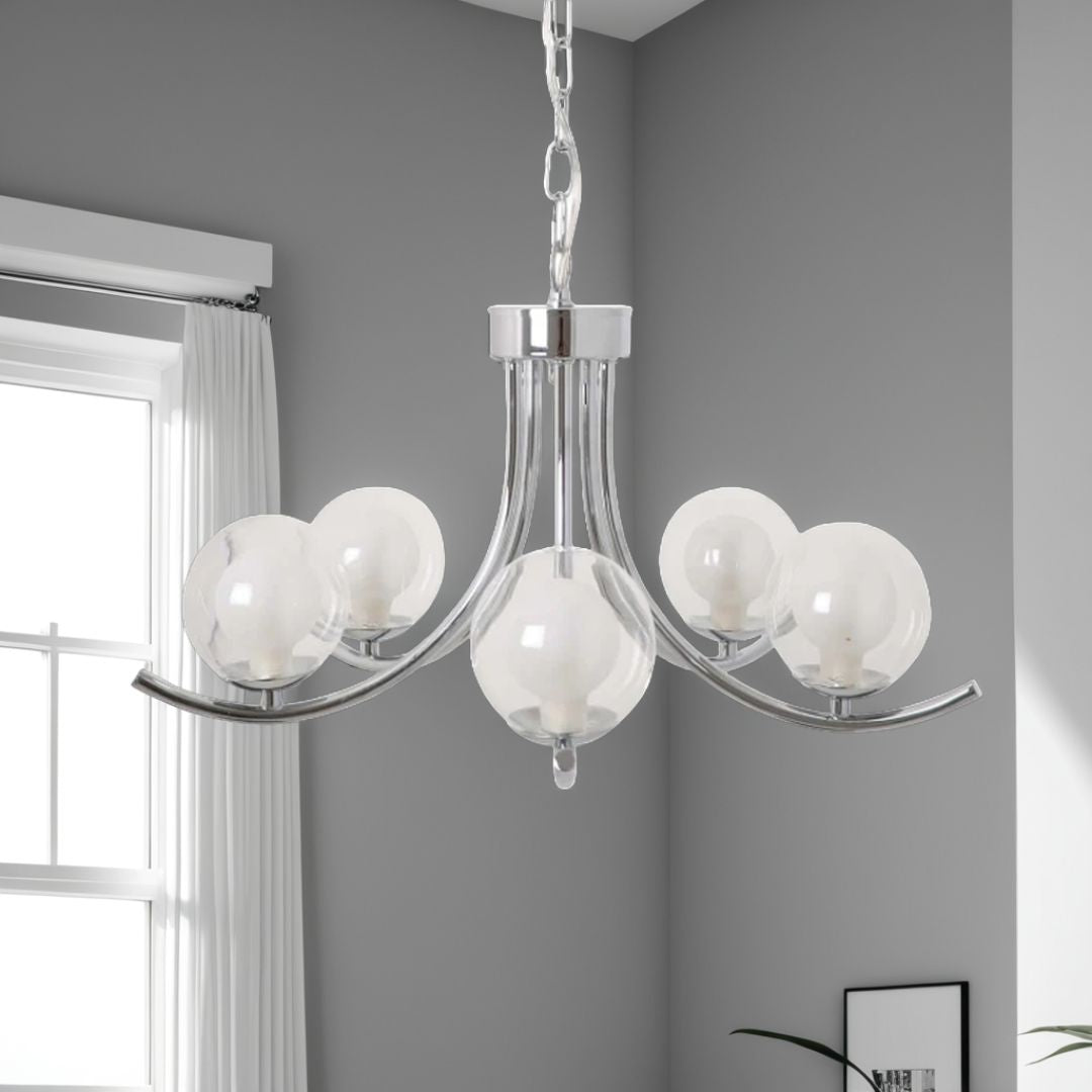Jimena 5 Light Polished Chrome Pendant Ceiling Light