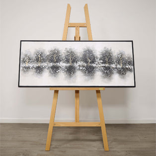 Winter Abstract Canvas With Black Frame 50x120cm