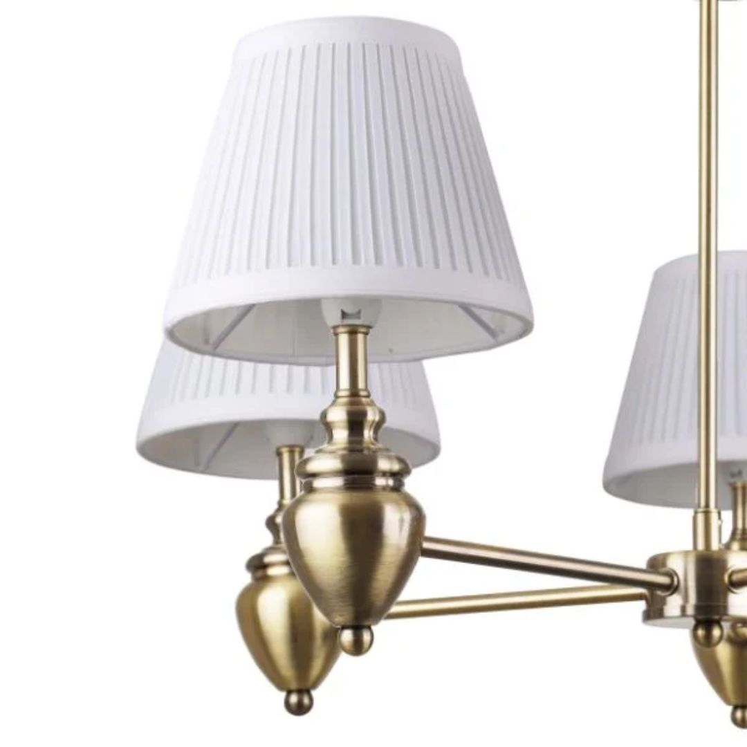Giona Antique Brass & White Semi Flush 5 Light
