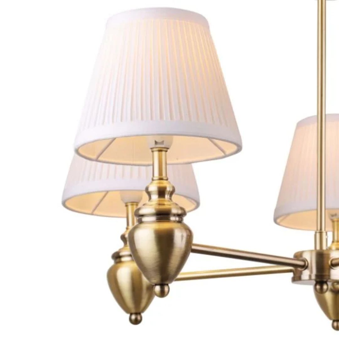Giona Antique Brass & White Semi Flush 5 Light