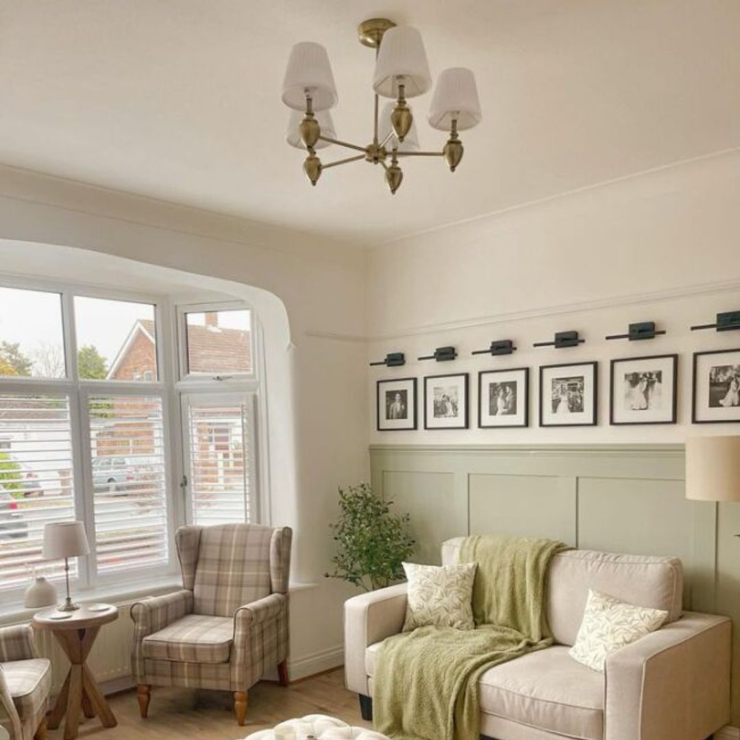 Giona Antique Brass & White Semi Flush 5 Light
