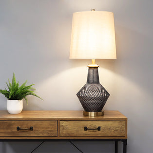Lia Antique Brass & Smoked Glass Table Lamp