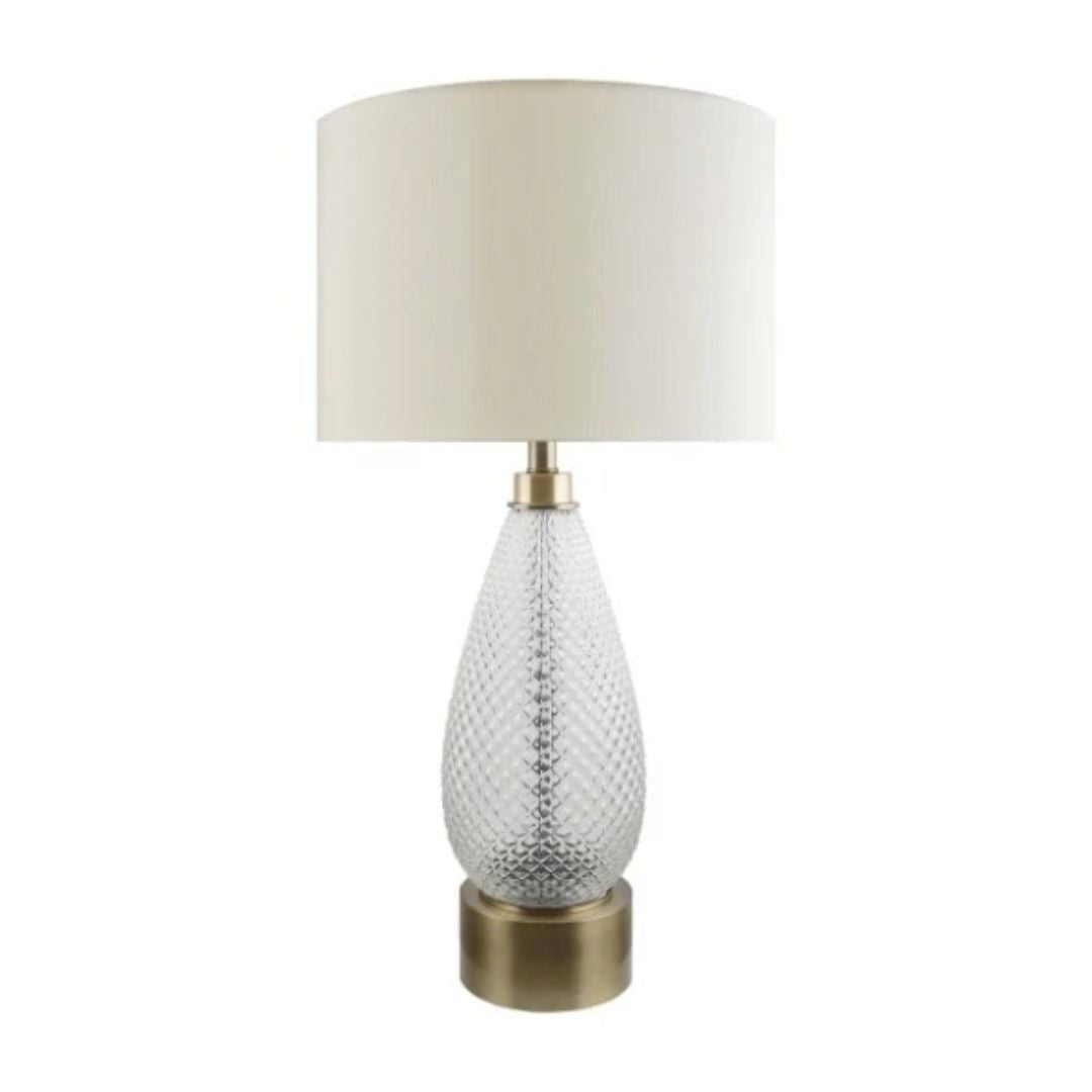 Virginia Antique Brass & Textured Glass Table Lamp