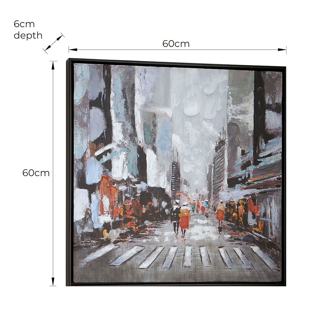 City Limits Grey Hand-Painted Canvas