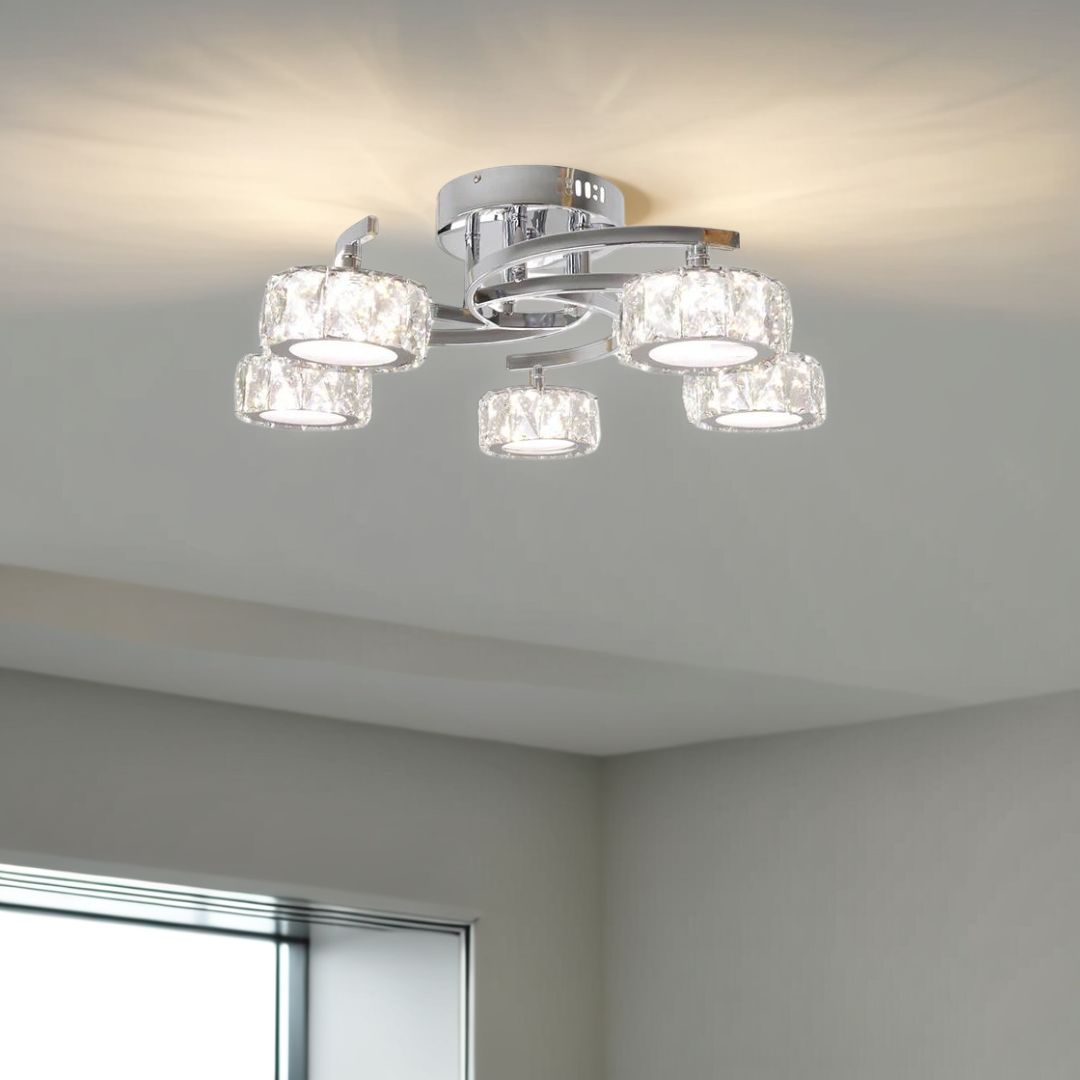 Dilan 5-Light Polished Chrome LED Semi-Flush Ceiling Light