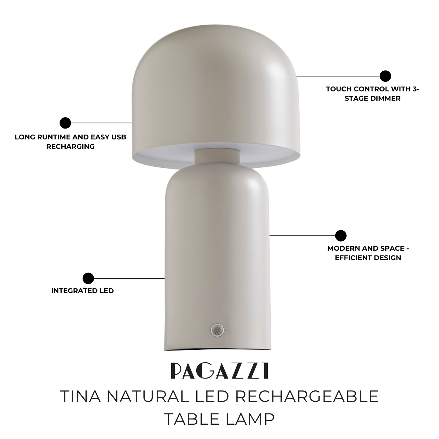 Tina Natural LED Rechargeable Table Lamp