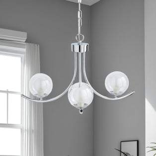Jimena 3 Light Polished Chrome Pendant Ceiling Light