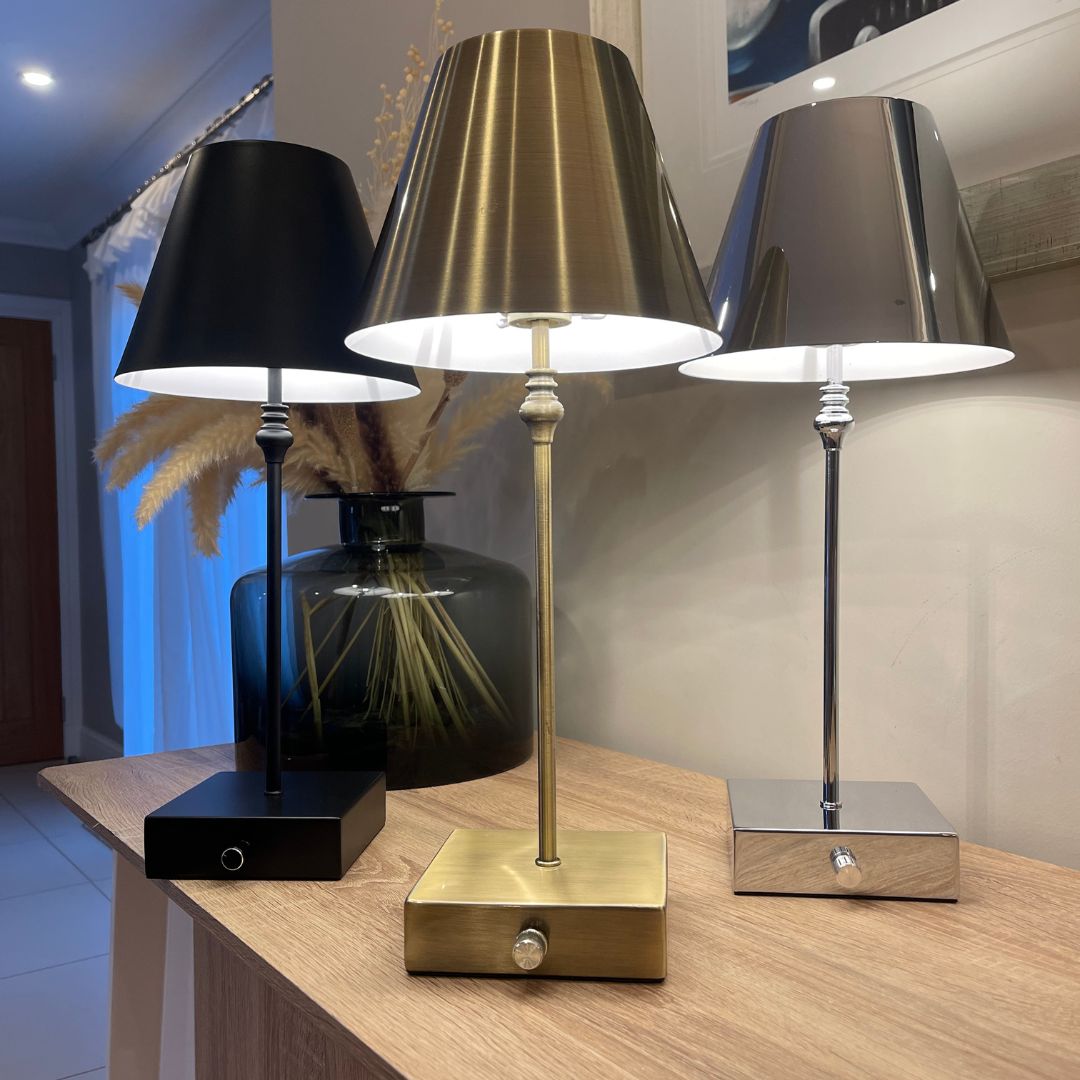 Lustre Antique Brass Rechargeable Table Lamp