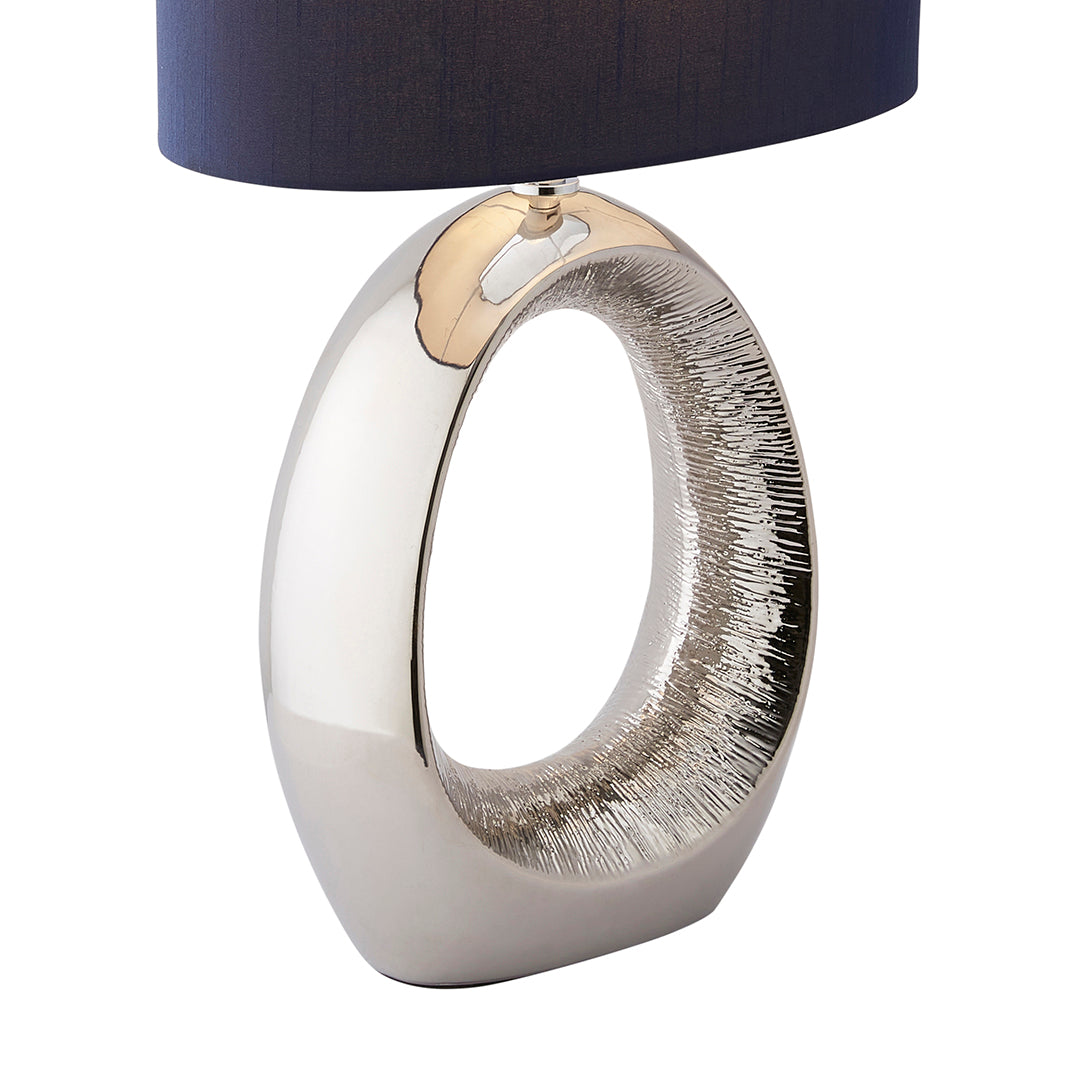 Dott Chrome Ceramic Table Lamp with Blue Shade