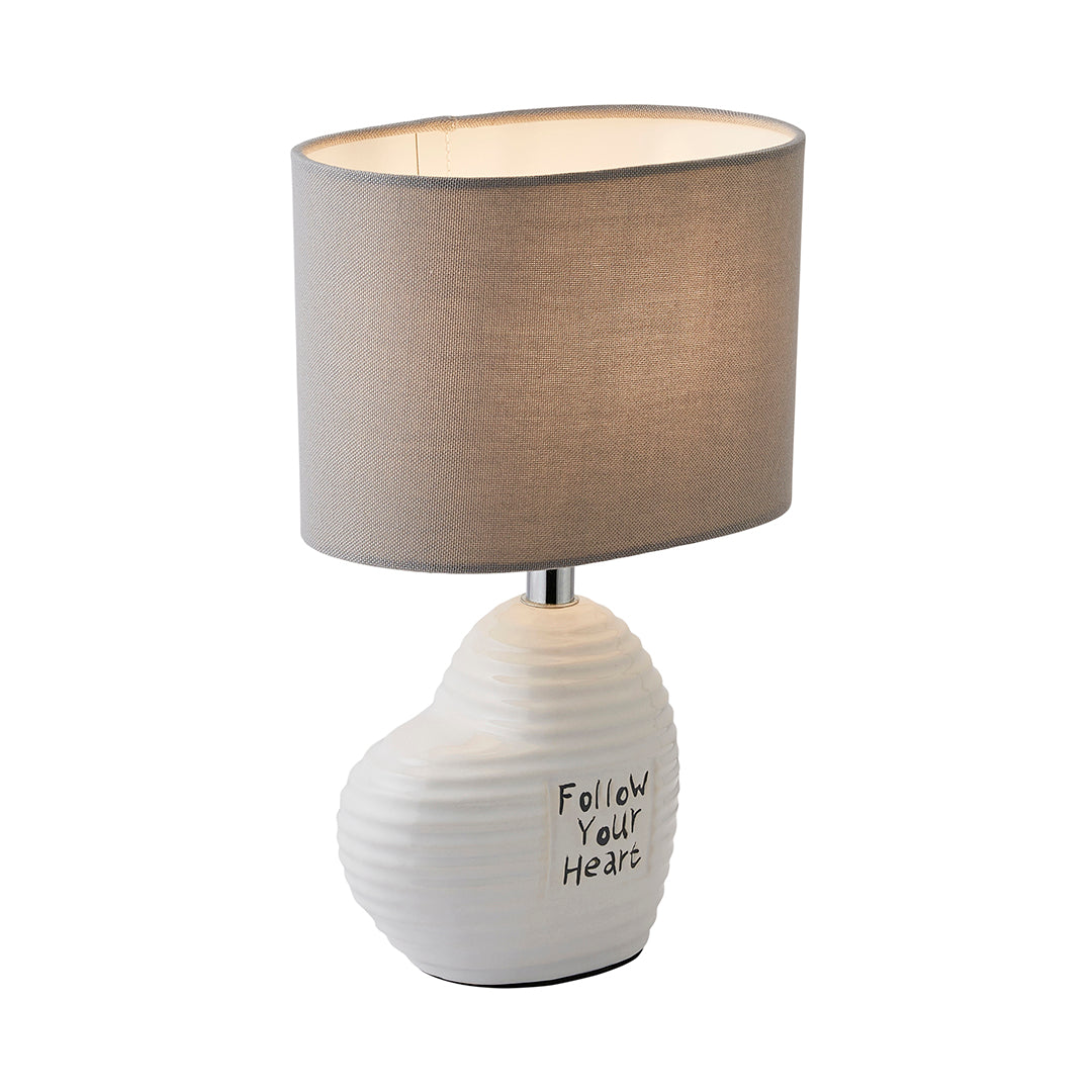 Willow Ceramic Table Lamp with Grey Shade
