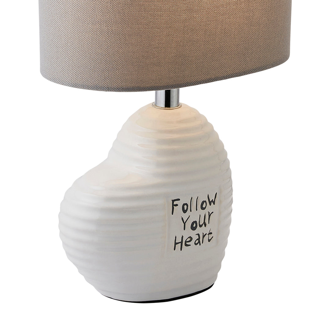 Willow Ceramic Table Lamp with Grey Shade