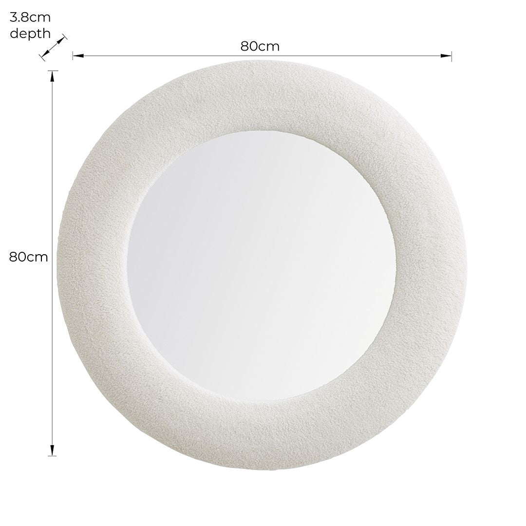 Bouclé Cream Round Mirror