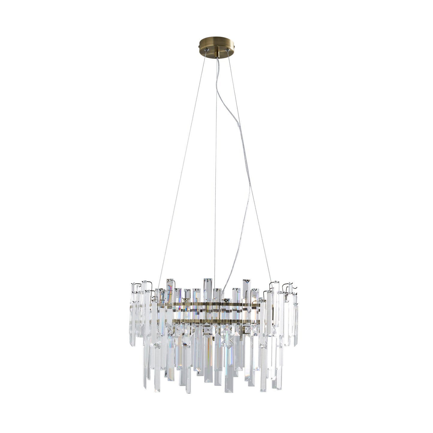 Onega 3 Light Antique Brass & Glass Pendant Ceiling Light
