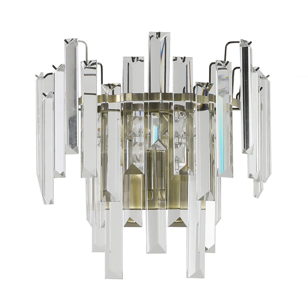 Onega Antique Brass & Glass Crystal Wall Light