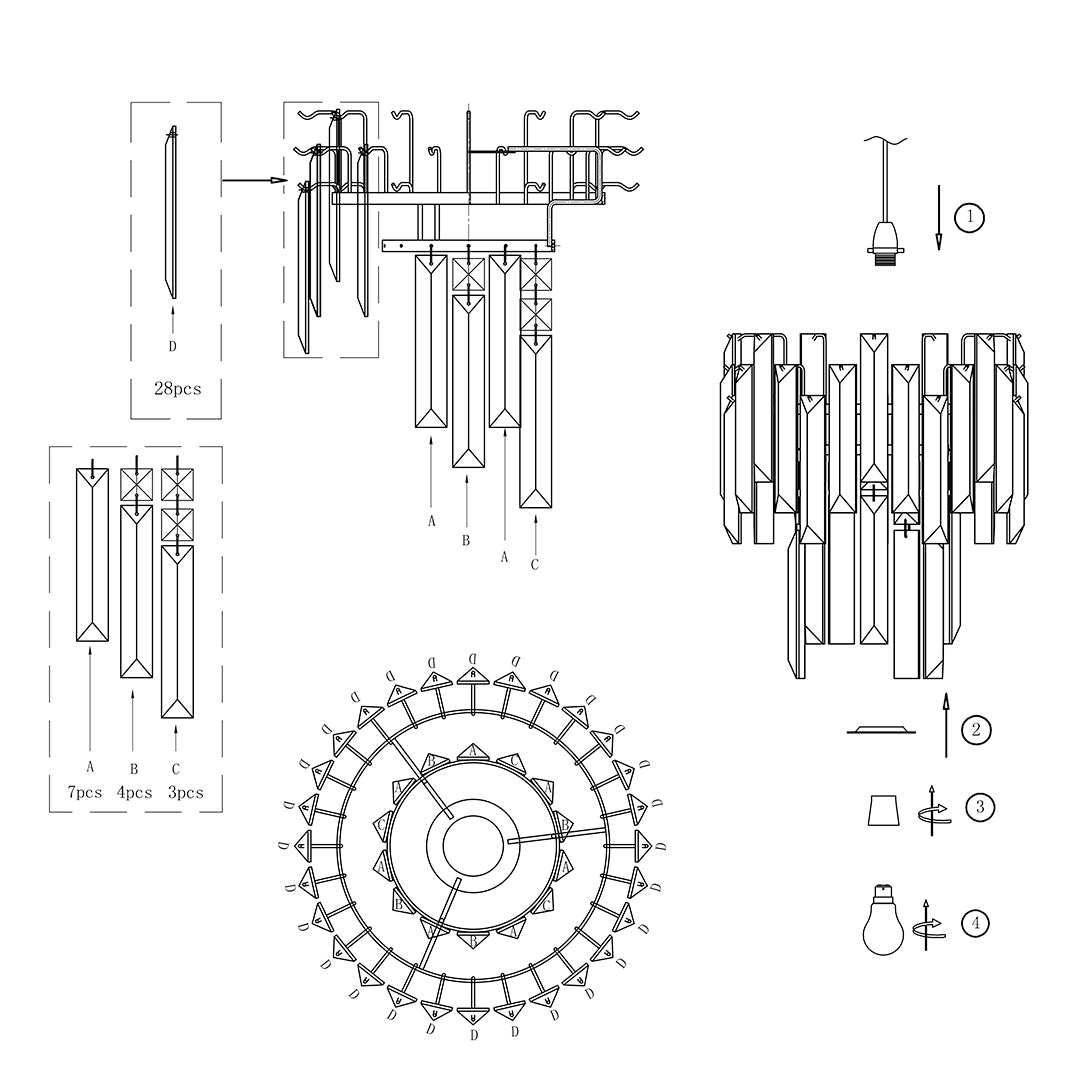 Onega Antique Brass & Glass Easy Fit Pendant Shade