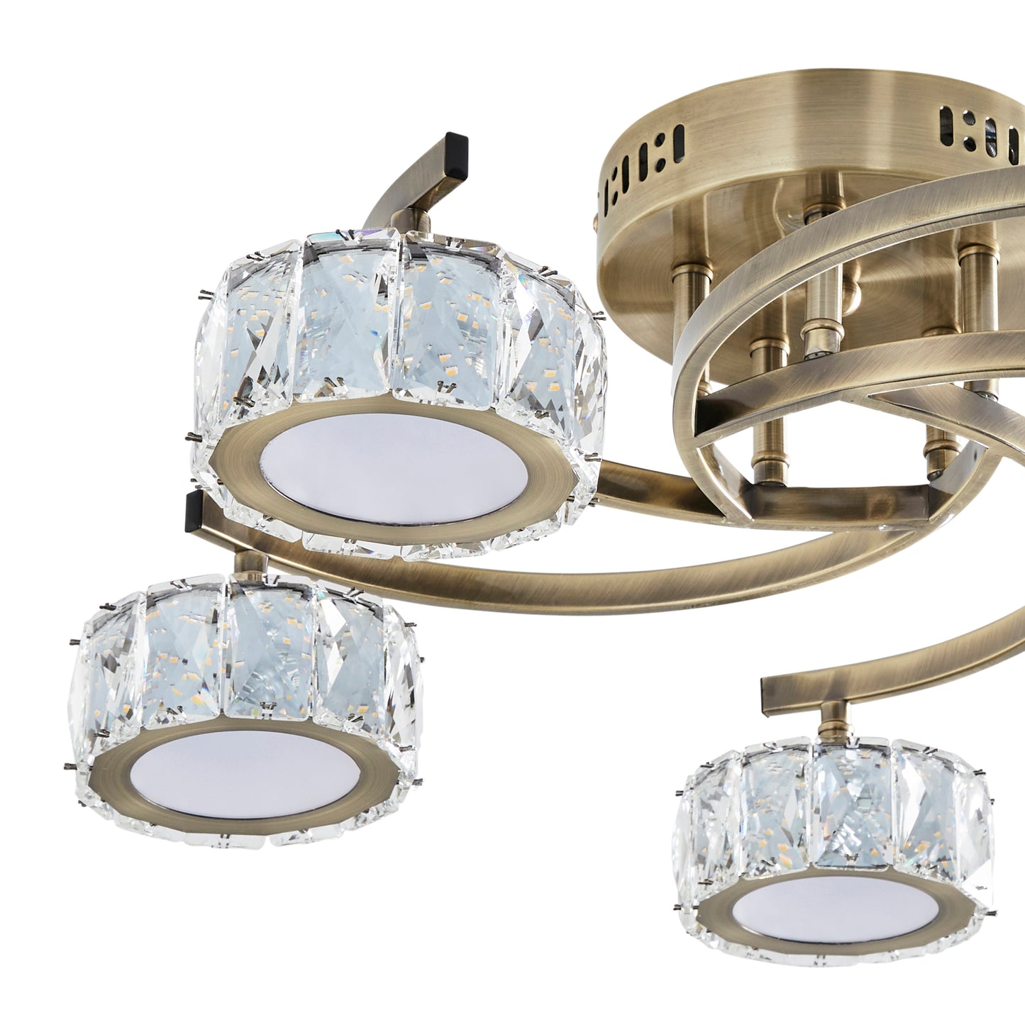 Dilan 5 Light Antique Brass LED Semi Flush Ceiling Light