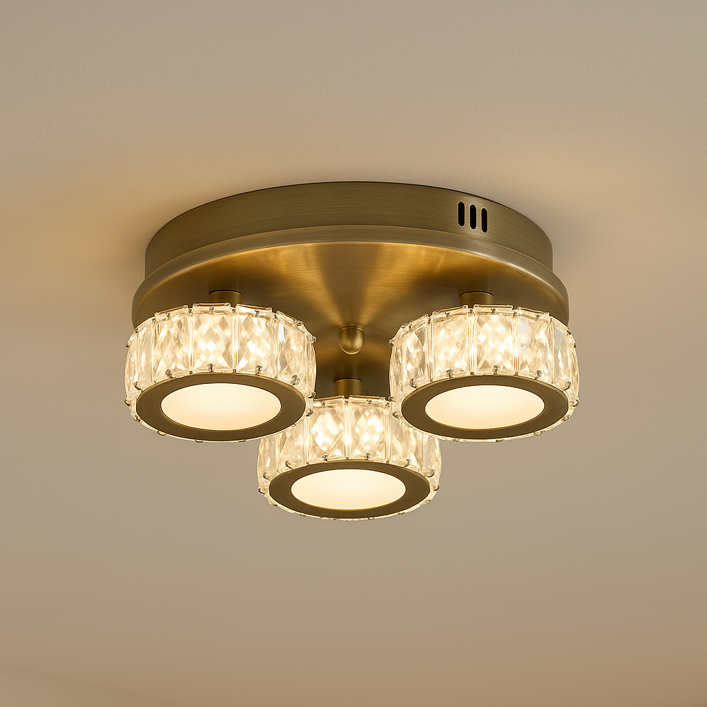 Dilan 3 Light Antique Brass LED Flush Ceiling Light