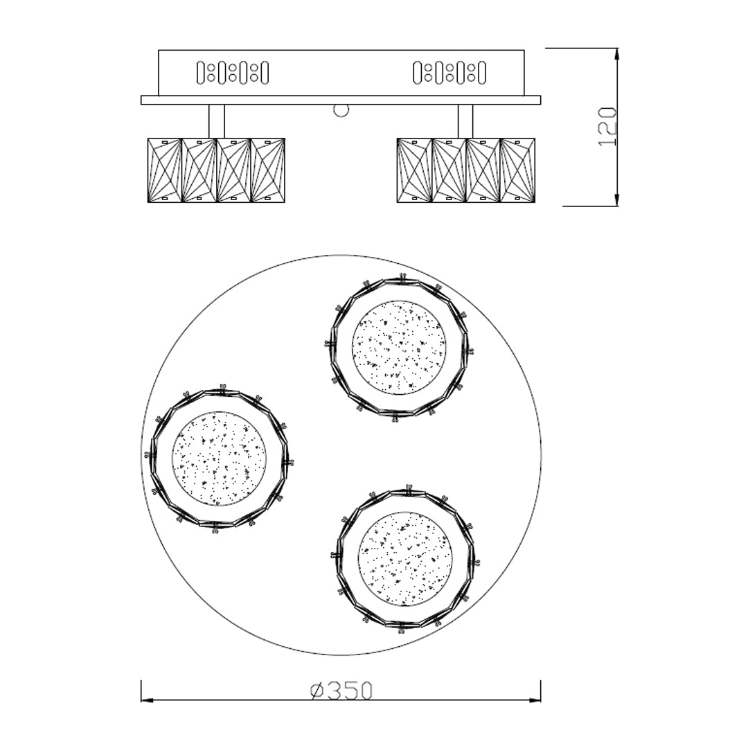 Dilan 3 Light Antique Brass LED Flush Ceiling Light