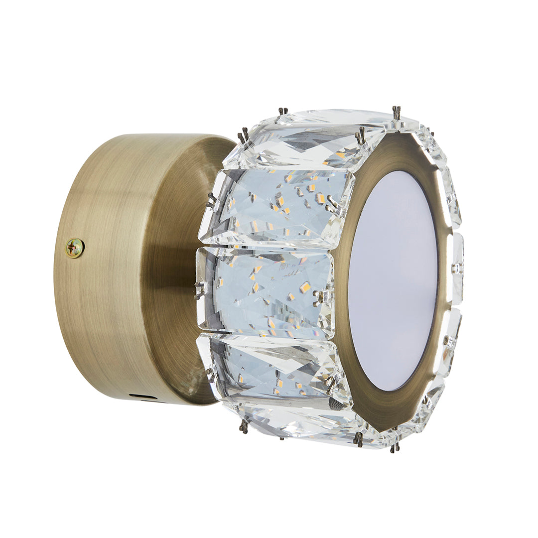 Dilan Antique Brass & Crystal LED Wall Light