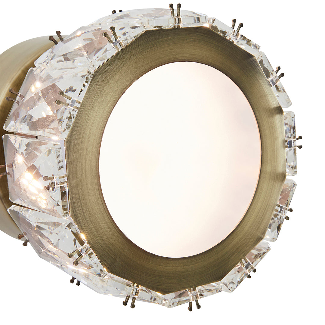 Dilan Antique Brass & Crystal LED Wall Light