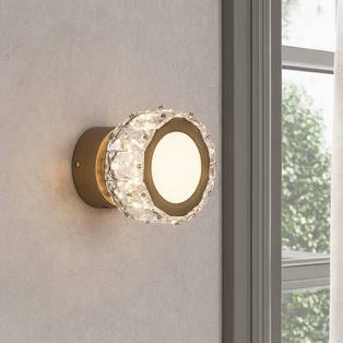 Dilan Antique Brass & Crystal LED Wall Light