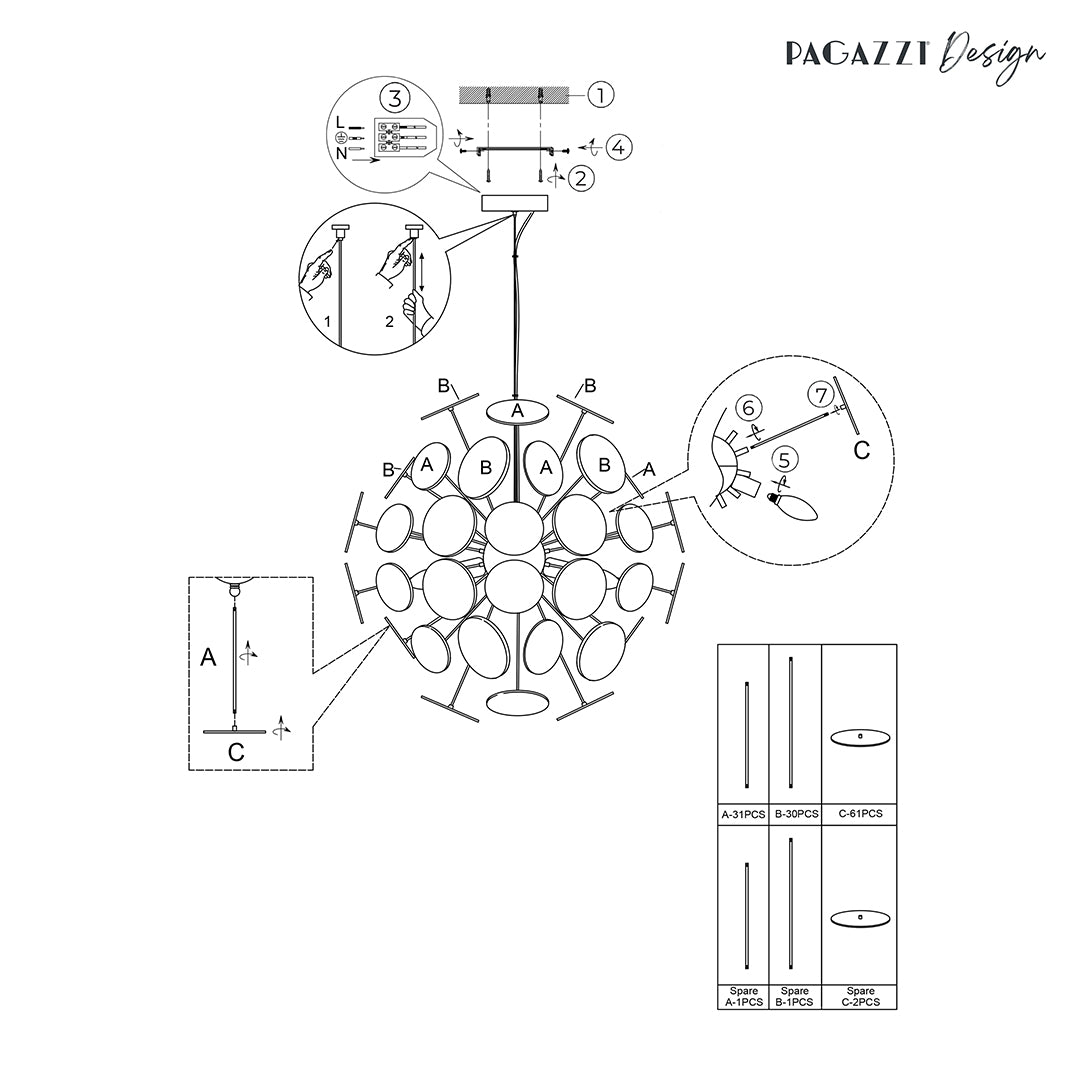 Skye 52cm Sputnik Ball Pendant