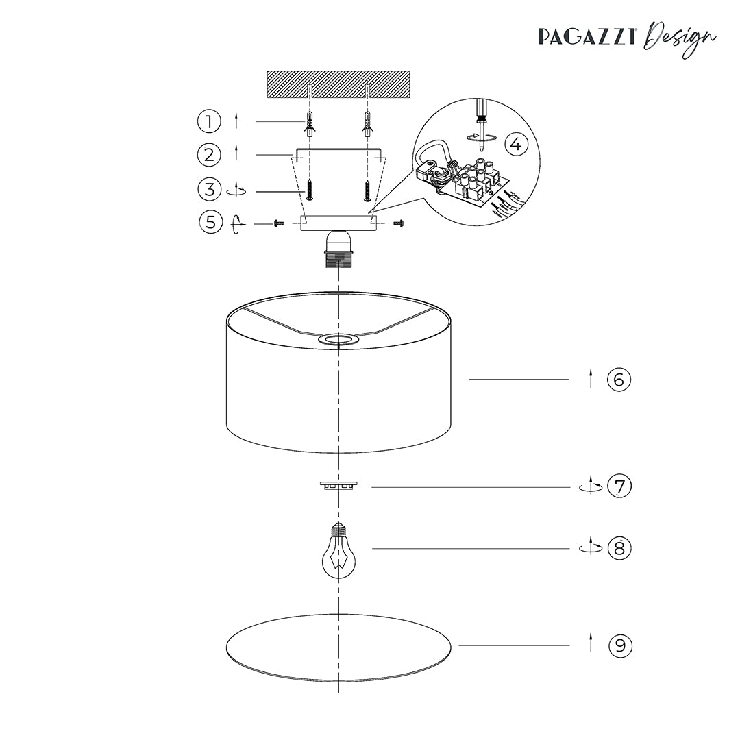 Averis Grey Flush Ceiling Light