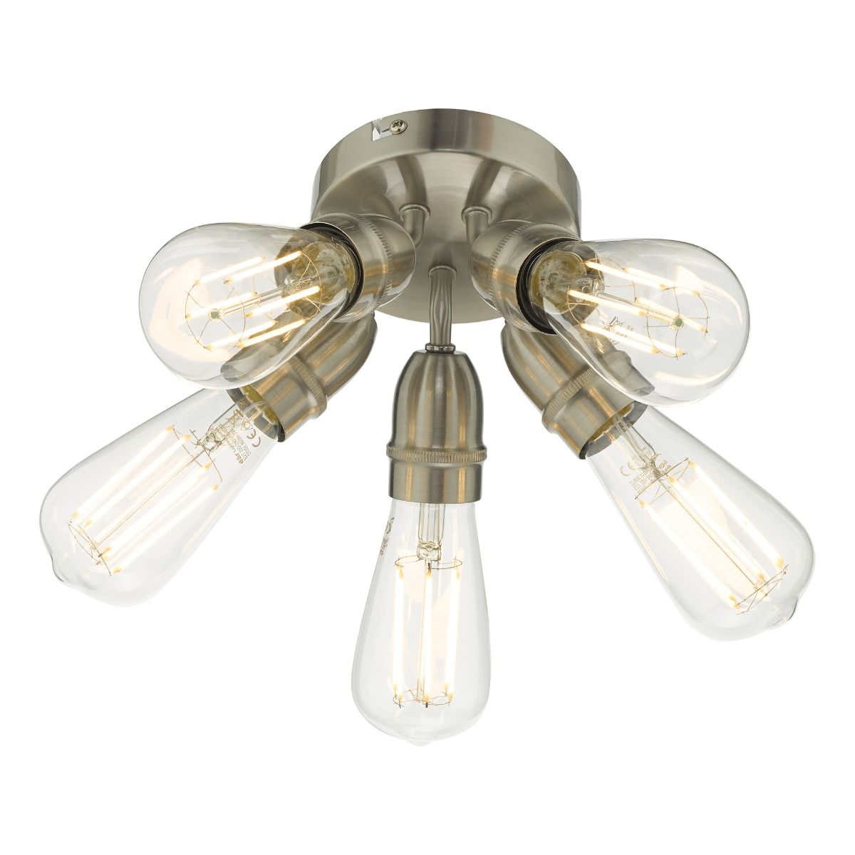 Yao 5 Light Flush Satin Nickel Ceiling Light