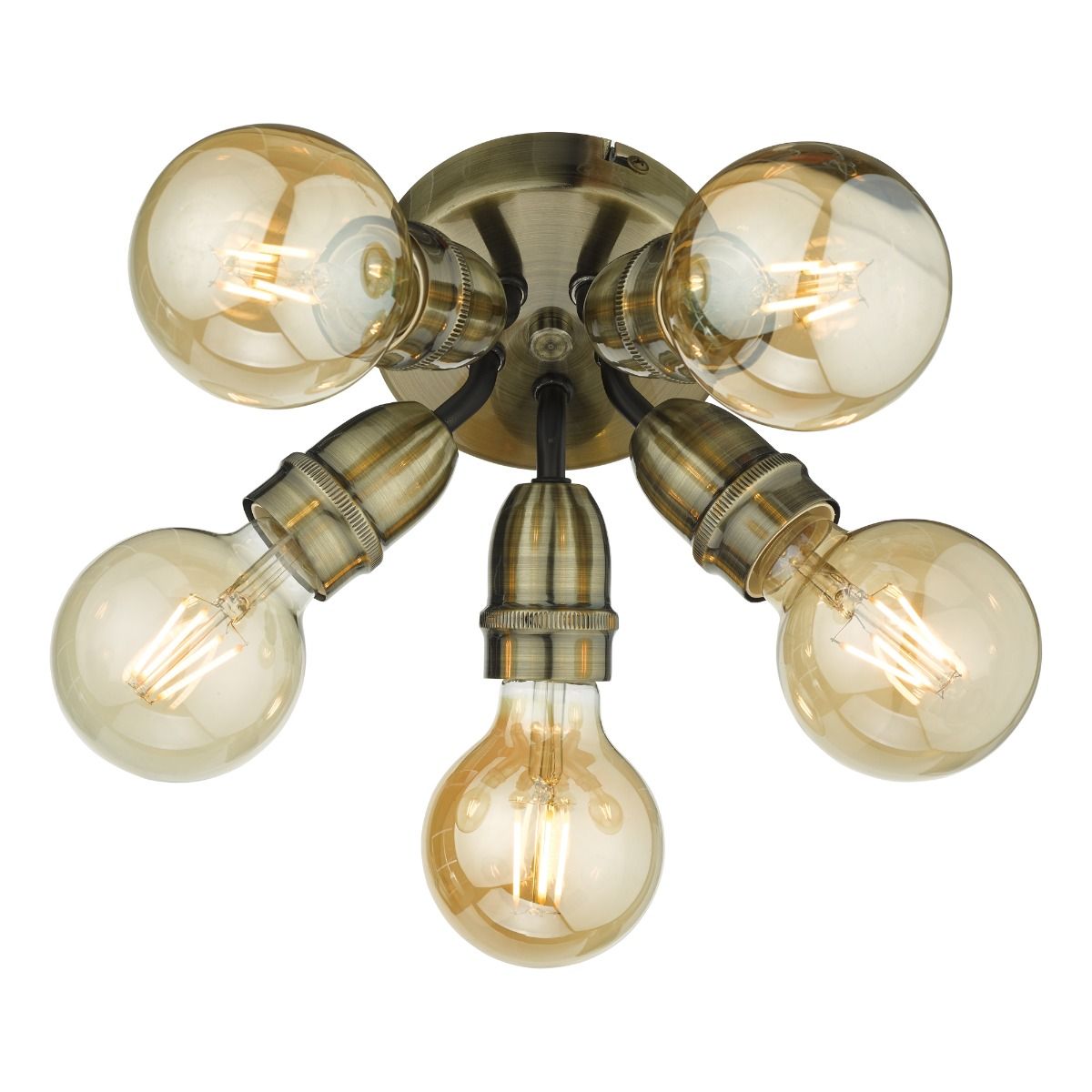 Yao 5 Light Flush Antique Brass Ceiling Light