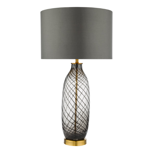 Zeya Antique Brass & Smoked Glass Table Lamp