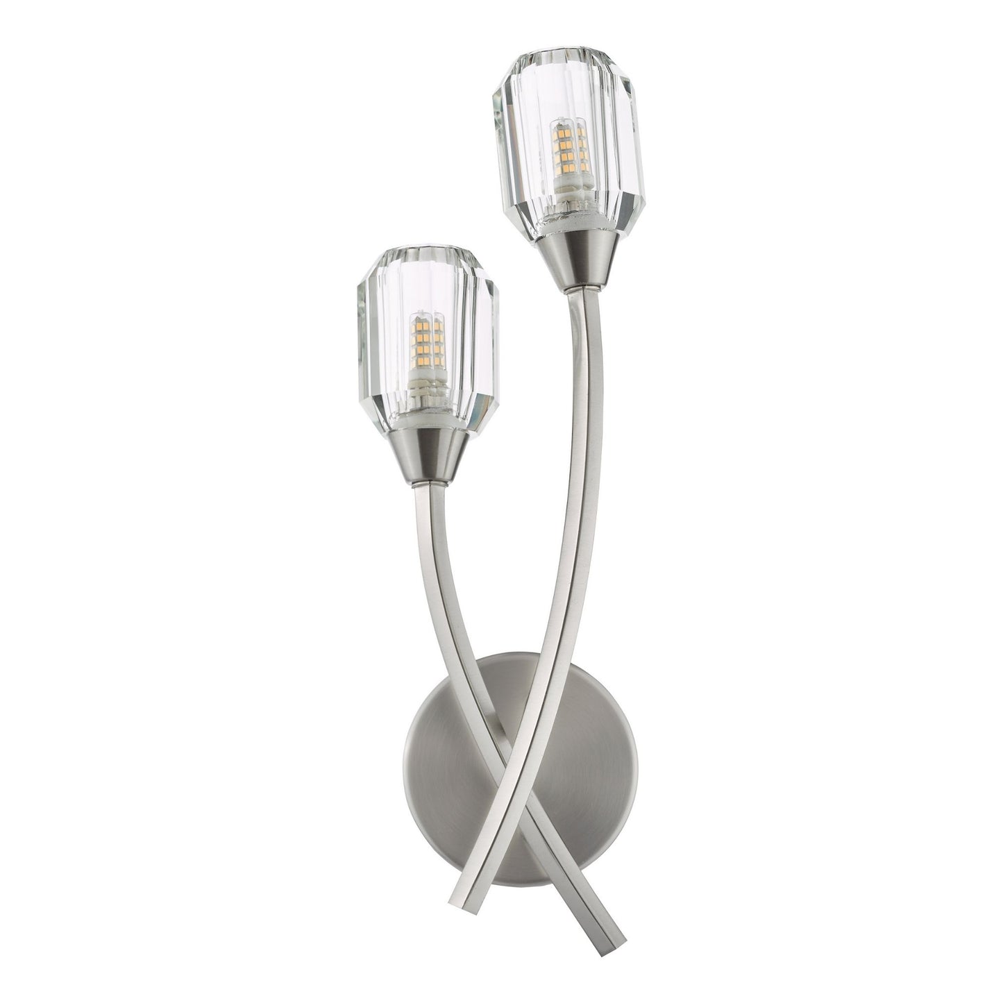Zonda 2 Light Brushed Nickel & Crystal Wall Light