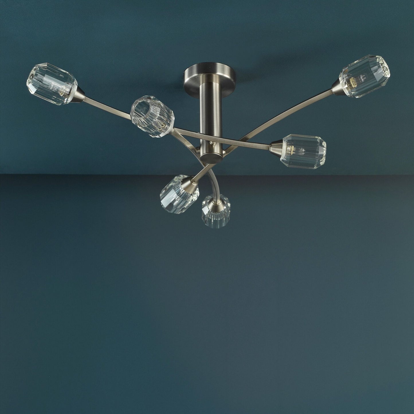 Zonda 6 Light Brushed Nickel Semi Flush Ceiling Light