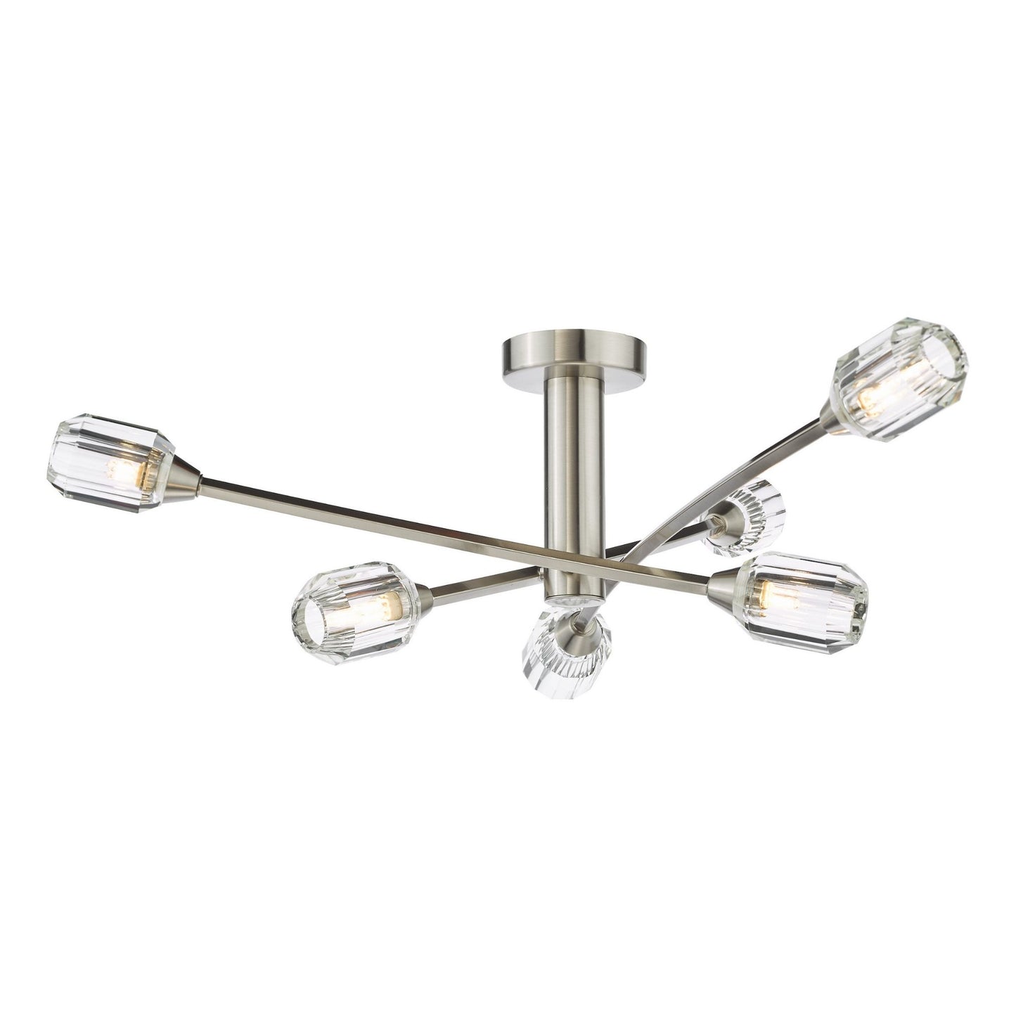 Zonda 6 Light Brushed Nickel Semi Flush Ceiling Light